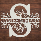Personalized Name Sign with split letter monogram wall decor