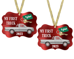 Personalized with name and year for First Truck Christmas Ornament