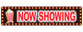 Personalized NOW SHOWING aluminum street sign in marquee style