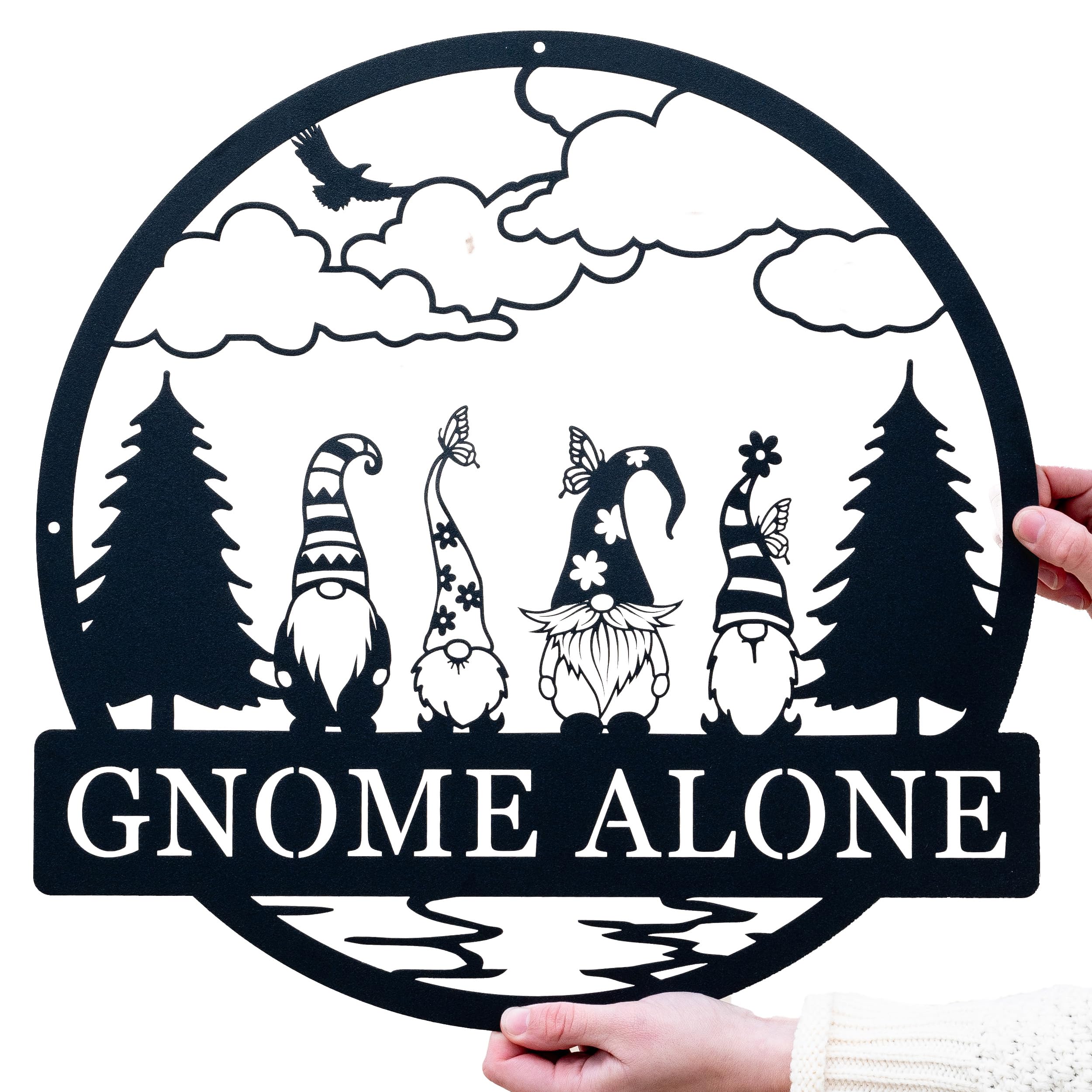 Personalized Outdoor Gnome Name Sign custom name metal sign