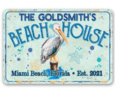 Personalized Pelican Beach House sign 8x12 indoor outdoor option