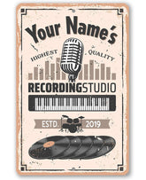 Personalized recording studio sign with name for indoor outdoor display