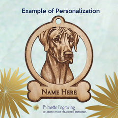 Personalized Rhodesian Ridgeback Ornament with name option