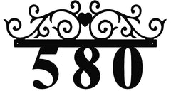 Personalized Scrolled Heart Address Sign by Sea Biscuit Metal Designs stainless steel