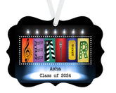 Personalized Senior Drama Theater Ornament 3x4 inch metal single sided with white ribbon
