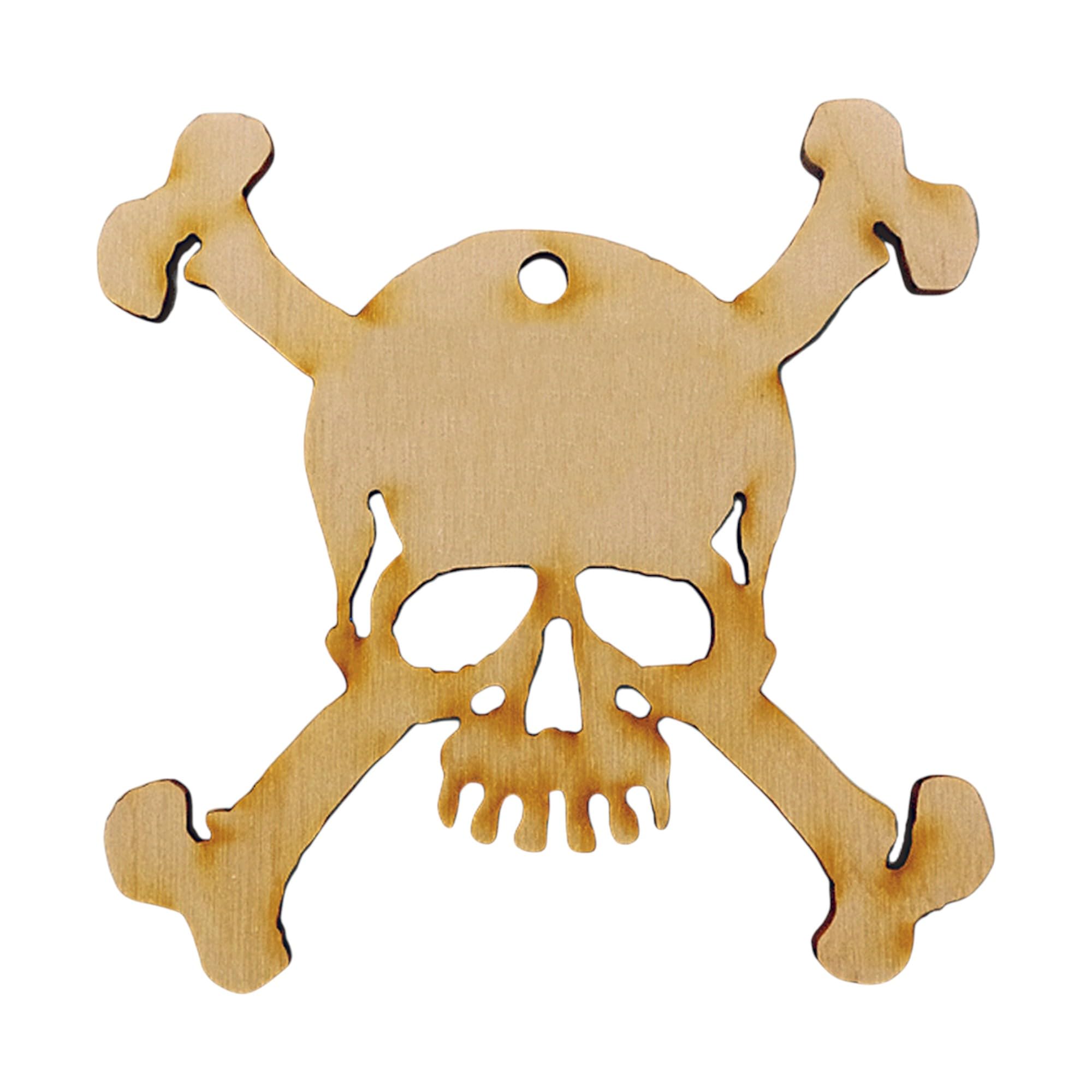 Personalized Skull and Crossbone Ornament made from natural Birch Wood