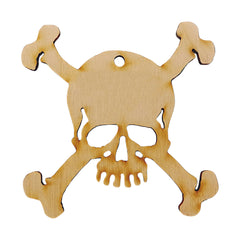 Personalized Skull and Crossbone Ornament made from natural Birch Wood