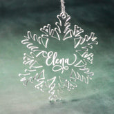 Personalized snowflake ornament in clear acrylic