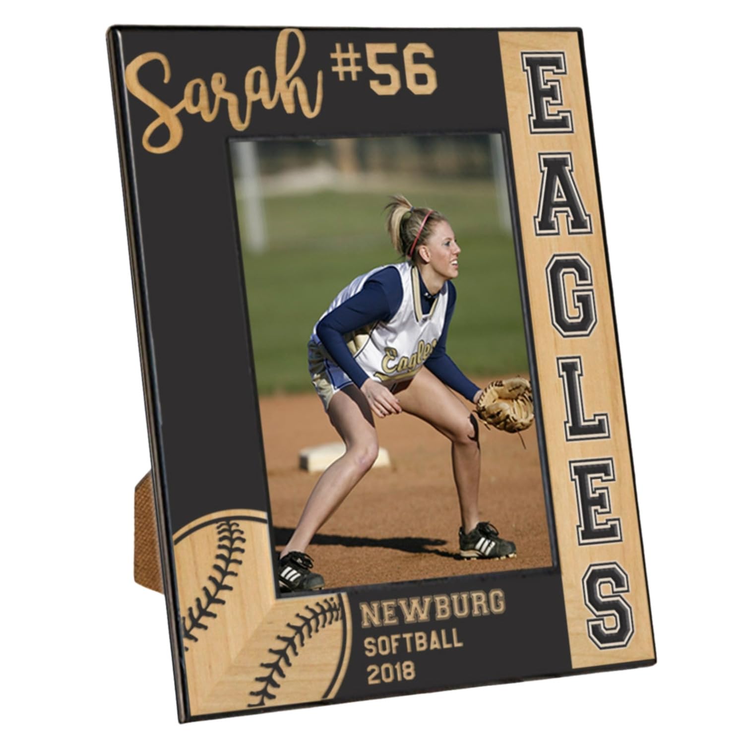Personalized sports frame solid wood with engraving