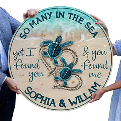 Personalized turtle couple sign made from Paulownia wood