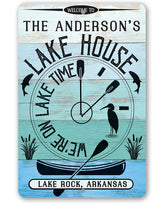 Personalized We are on Lake Time sign 8x12 inches aluminum epoxy ink