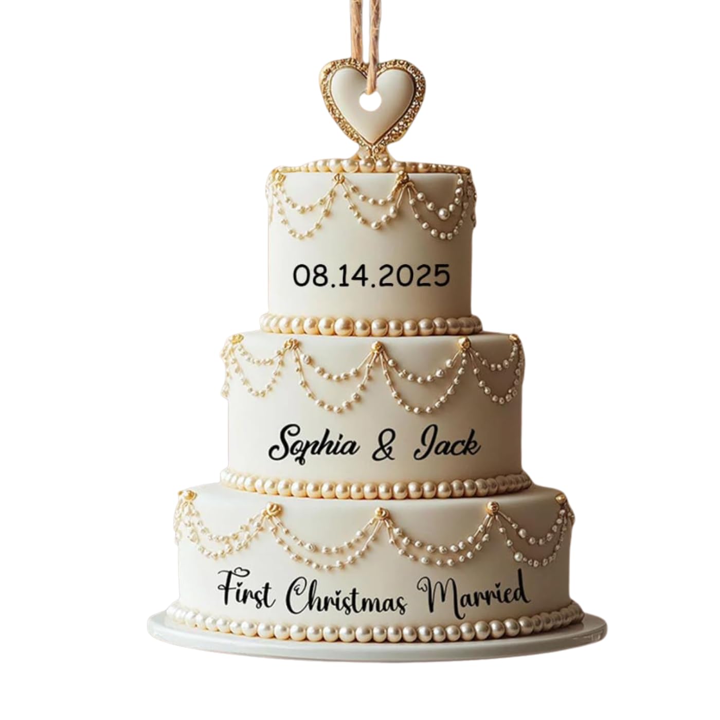 Personalized wedding cake ornament tiered design