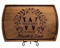Personalized wedding gift cutting board for couples with engraving