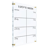 Personalized Weekly Planner Acrylic reusable dry erase surface