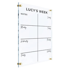 Personalized Weekly Planner Acrylic reusable dry erase surface