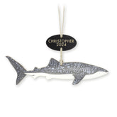 Personalized Whale Shark Christmas Ornament crafted from Baltic birch wood