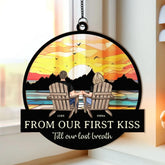 Personalized window hanging suncatcher ornament with two-layer wood and acrylic design 4 inch size