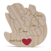 Personalized wooden bear puzzle with 2-6 family names