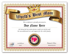 Personalized World's Best Mom Award Certificate diploma 8.5 x 11 inches print