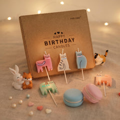 Pet birthday cake toppers with cat candles packaging