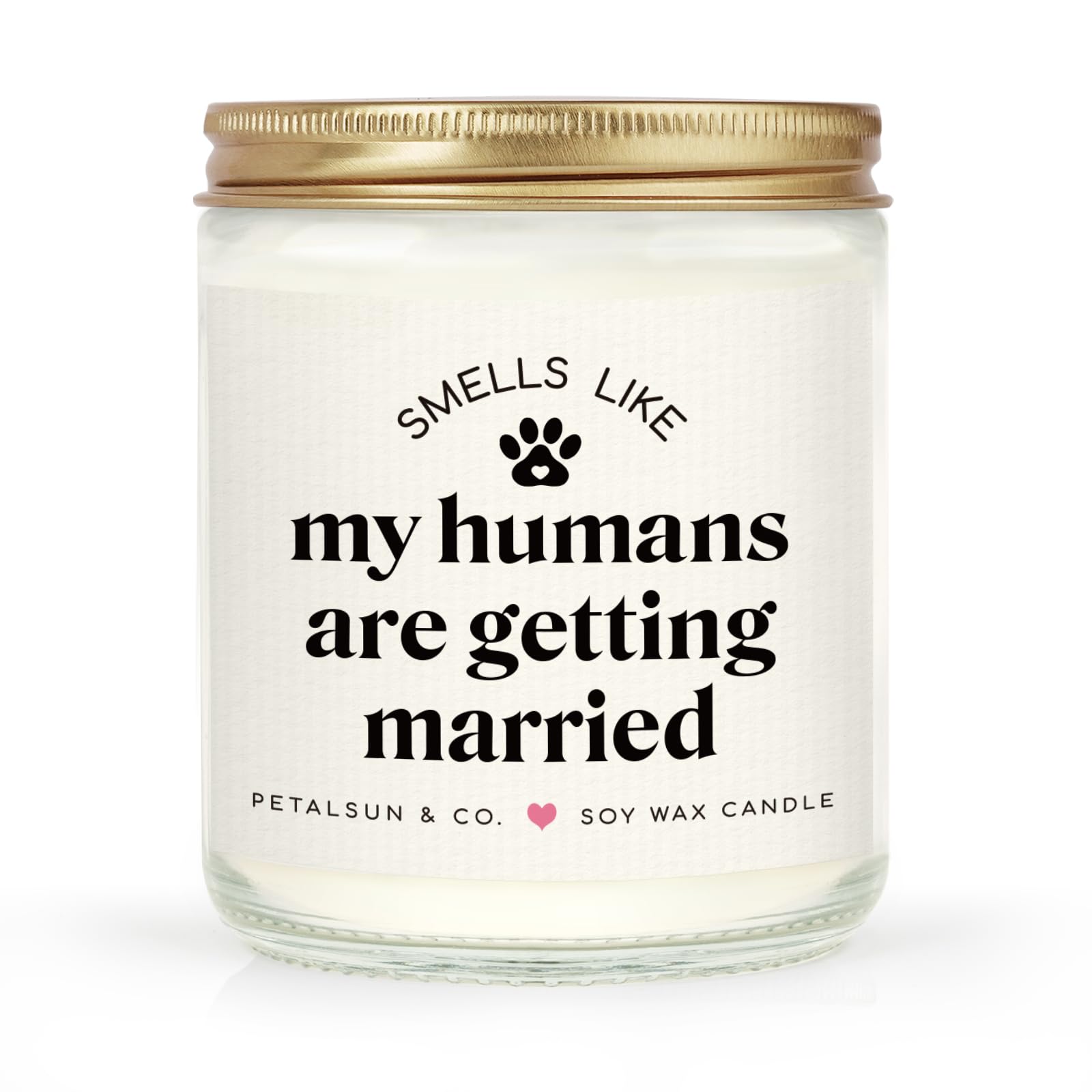 PETALSUN dog lovers candle with paw prints and wedding message