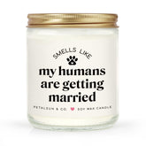 PETALSUN dog lovers candle with paw prints and wedding message
