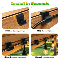 U-shaped gutter edge clip holds 3-8 mm wires