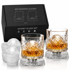 Petmmoon spinning whiskey glasses 2-pack