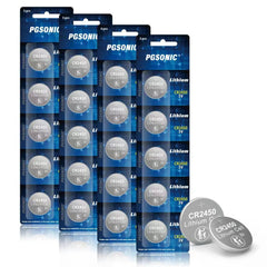 PGSONIC CR2450 3V lithium coin battery value pack 20 batteries