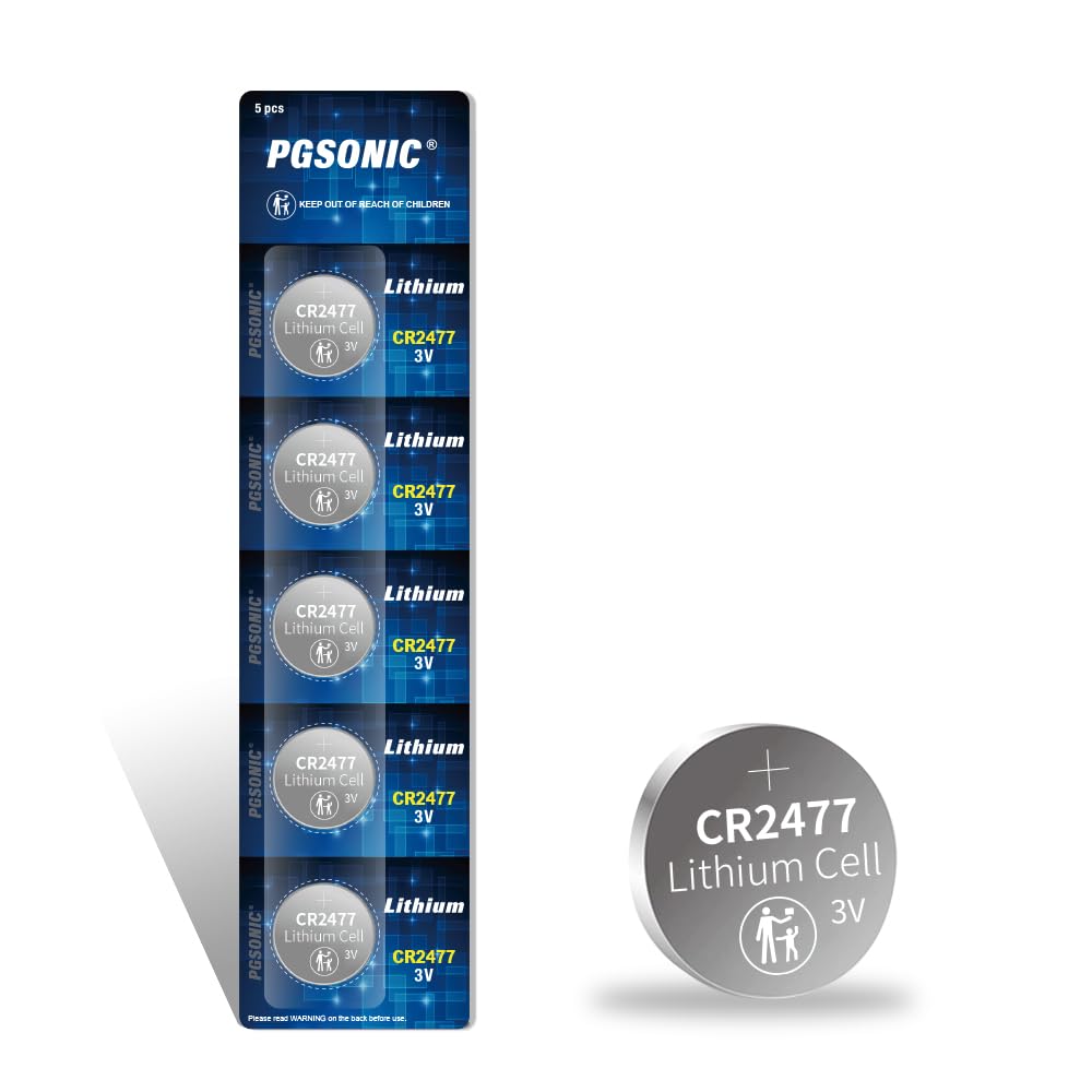 PGSONIC CR2477 battery 5 pack 3V