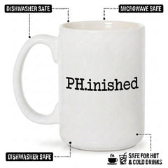 PH.inished design on both sides of PhD mug for researchers