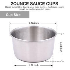 2 oz dipping sauce cups for sauces and dips in stainless steel
