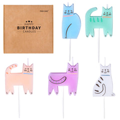PHD CAKE 5-Pack Cat Birthday Candles kitten shaped toppers