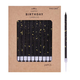 PHD CAKE black gold long thin birthday candles on cake