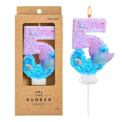 PHD CAKE Mermaid Birthday Candles Number 5 pink blue