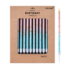 PHD CAKE pink blue gold long tapered candles for birthday cakes