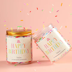 PHD CAKE Happy Birthday Candle jar size 3.55 x 2.75 x 2.75 inches