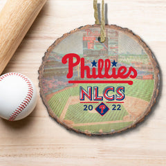 Philadelphia Phillies wooden Christmas ornament slice