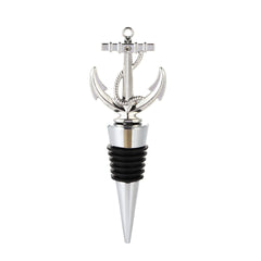 Zinc alloy wine stopper with anchor motif side view