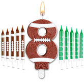 Photect football birthday candles 11 piece set numbers 5 to 9 on cake