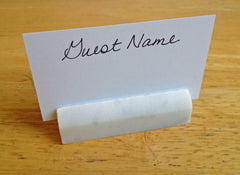 Recipe card holders in a kitchen using marble base