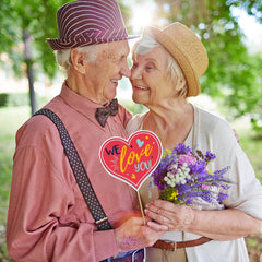 cardboard photo booth props for grandparents with sticks and glue dots