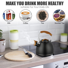 Stainless steel kettle for stove top suitable for induction electric and gas stoves