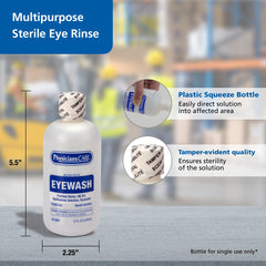 Isotonic buffered eye rinse in squeezable bottle