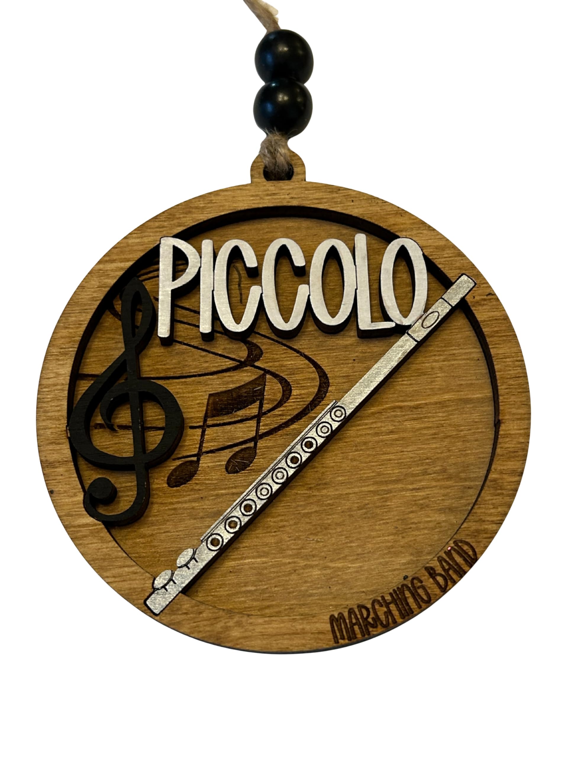 Piccolo marching band Christmas Tree Ornament wood 2 layer