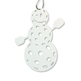 Pickleball Snowman Ornament 4.5 inch tall white plastic 3d printed gift for pickleball fans