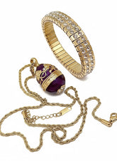 Pierre Lorren amethyst birthstone Faberge egg necklace
