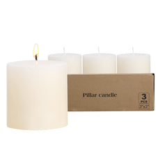 Ivory pillar candles for home decoration 3x3