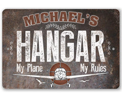 Pilot Gifts Personalized Airplane Hangar 8x12 aluminum sign with name