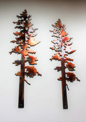 Two Pine Trees wall art 12 x 3.5 inches